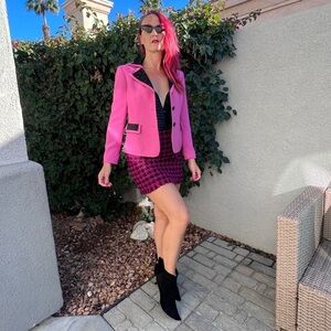 Upcycled Vintage Pink Black Colorblock Blazer